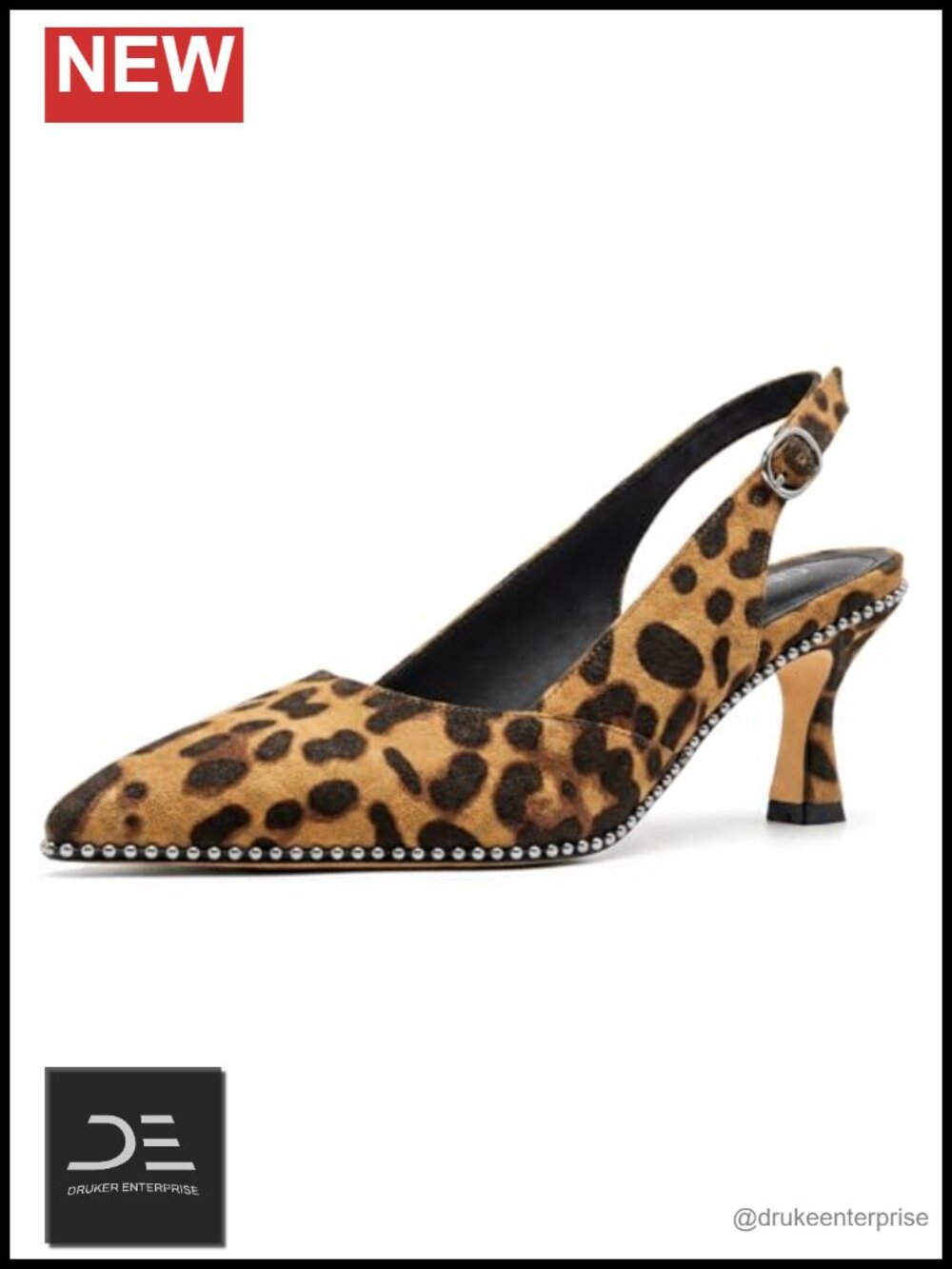 Beaded Slingback Kitten Heels Pointed Toe Pumps Faux Leather